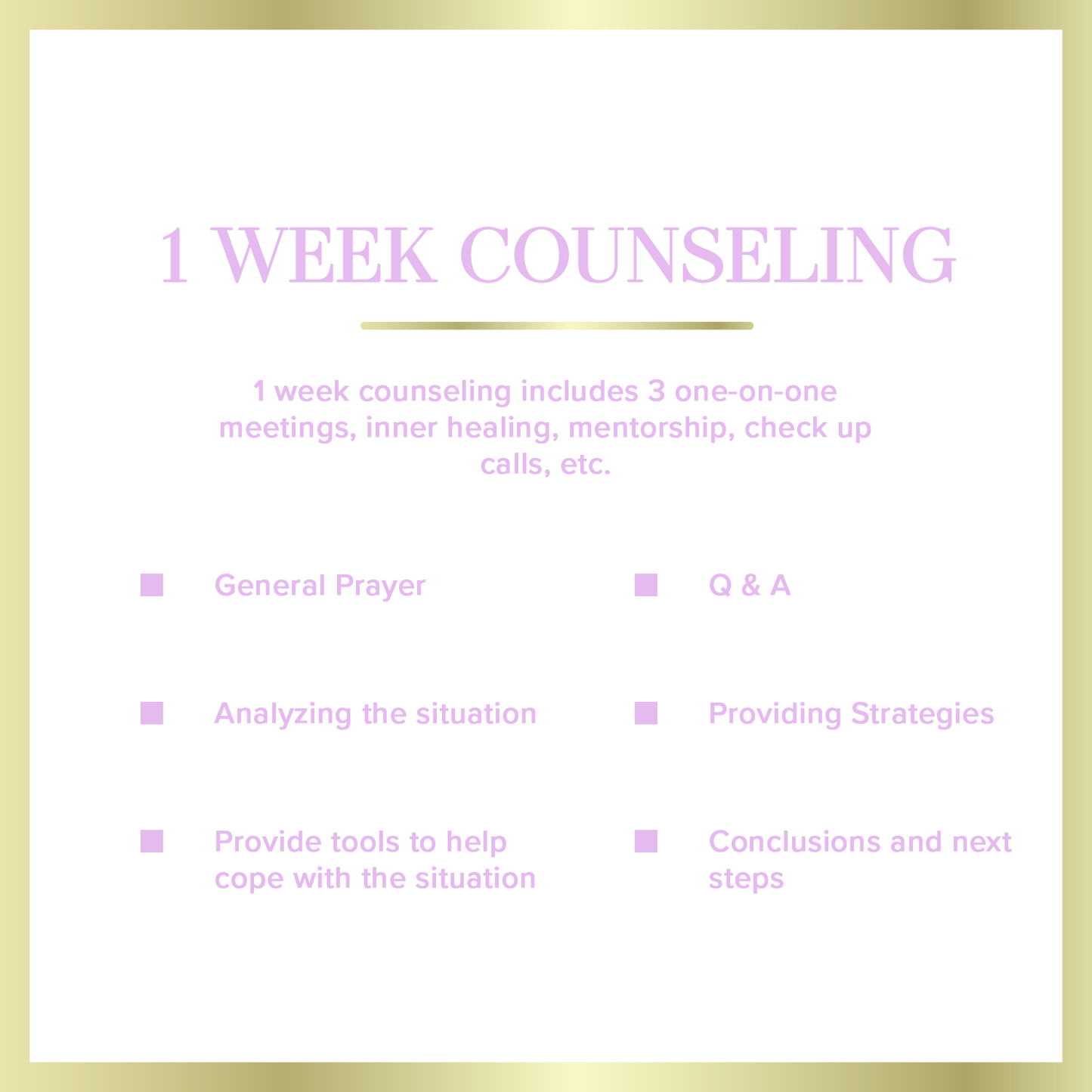 1 Week Counseling Package